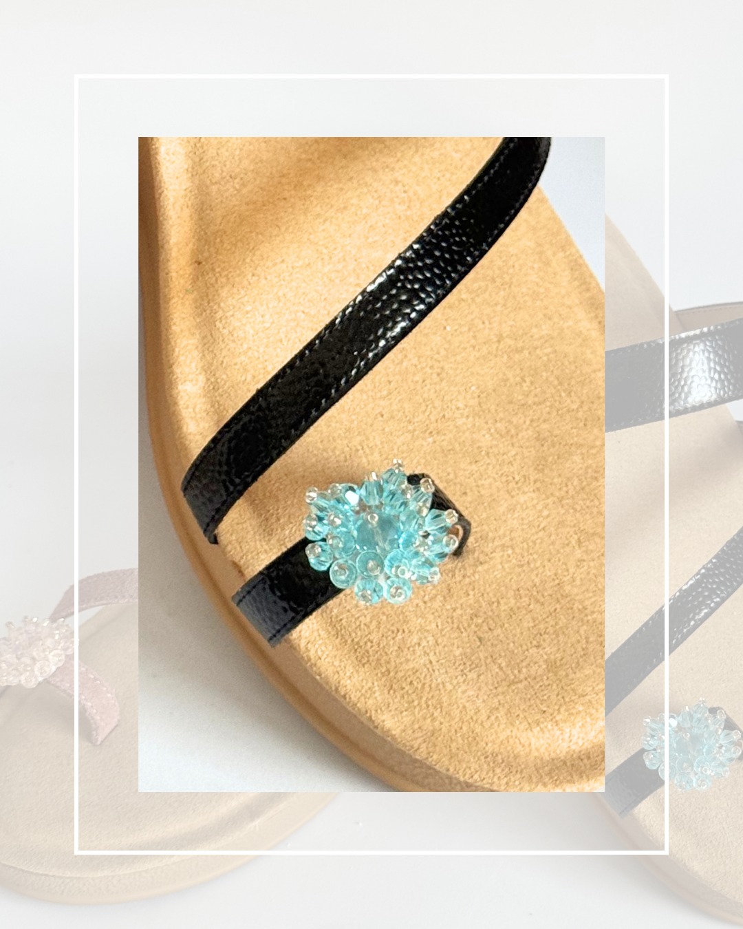 Clip On Pairs of Small Beaded Clusters Toe Ring 2 Colours