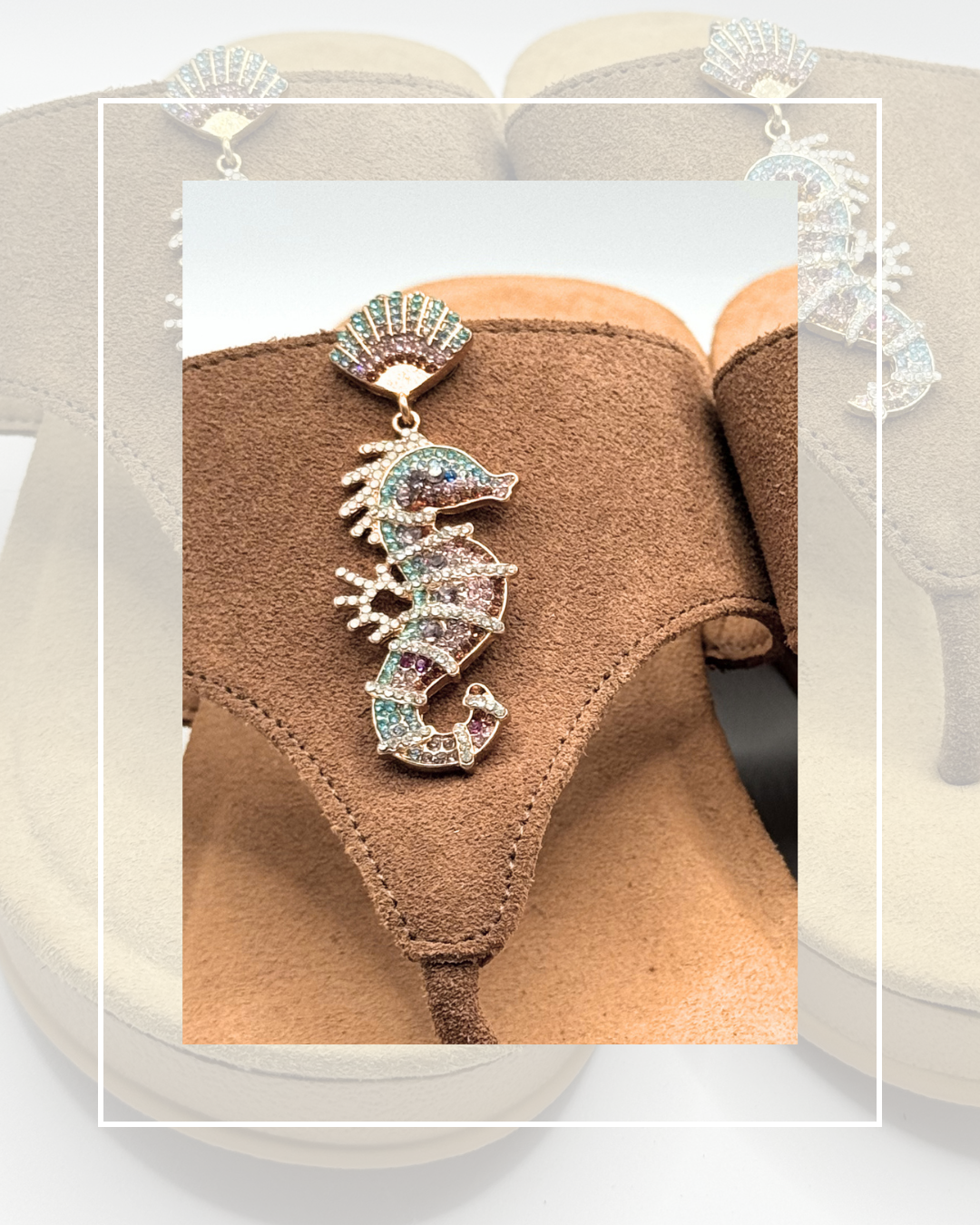 Clip On Metal Blue and Brown Sea Horses