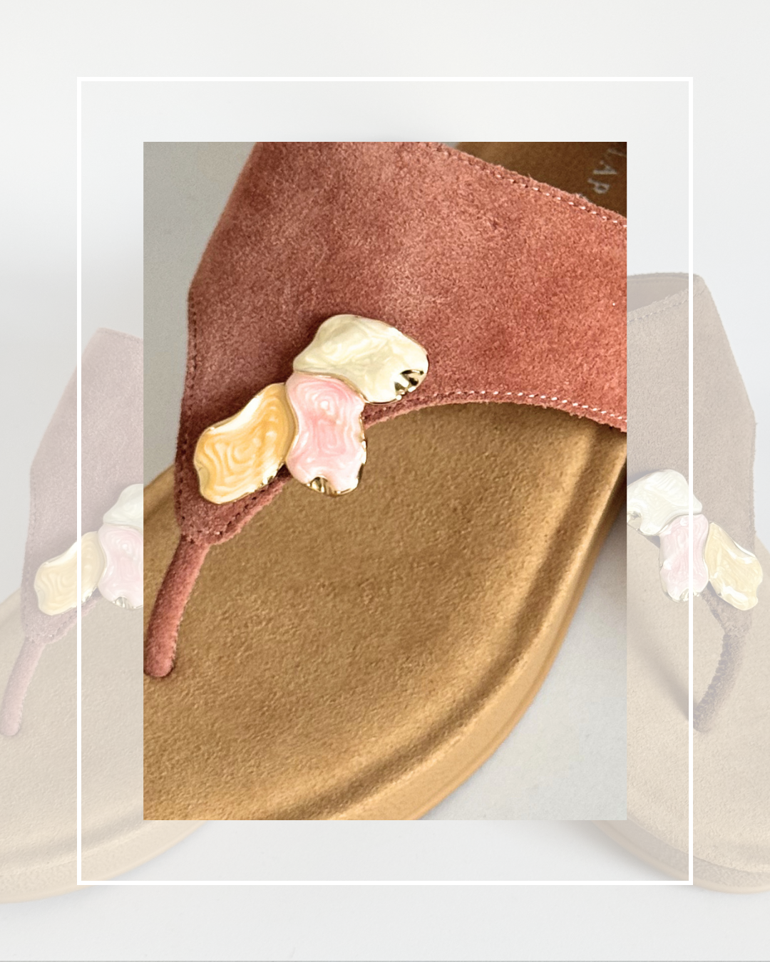 Clip on Metal Half Flower in Cream Pink and Yellow
