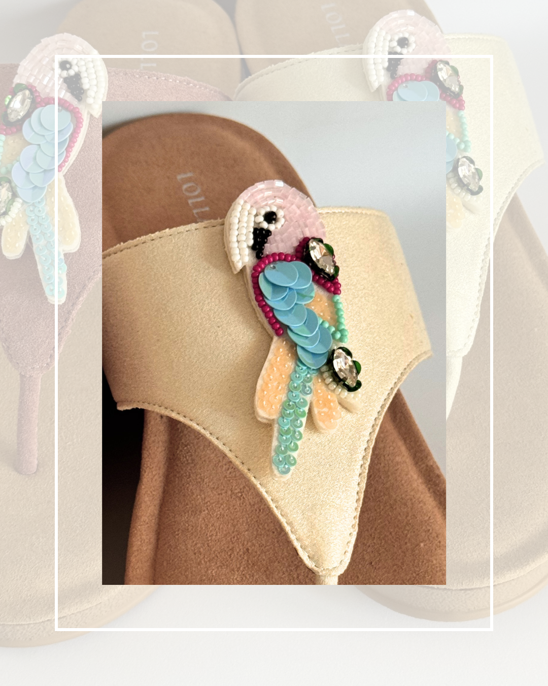 Clip On Beaded Sequinned Parrots Red/Blue and Light Pink/Light Blue