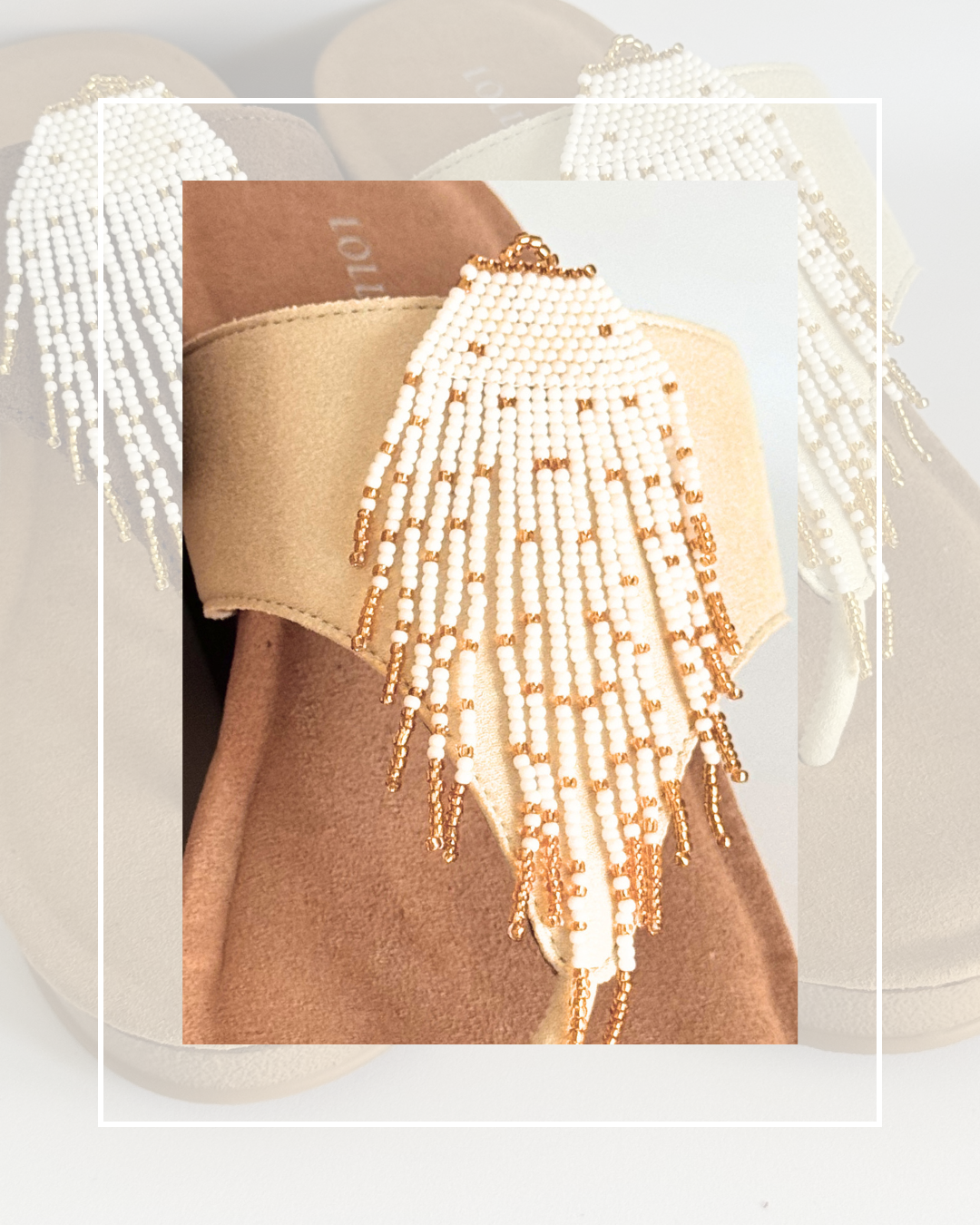 Clip On Long Beaded Tassels Gold Tips 2 Colours