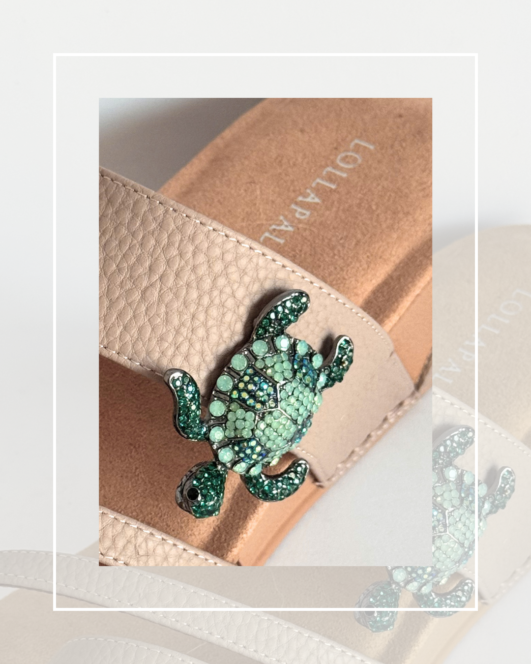 Clip on Gem Metal Green Turtle