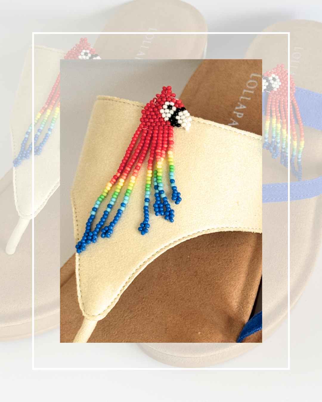 Clip On Long Beaded Parrots and Small Tasseled Red