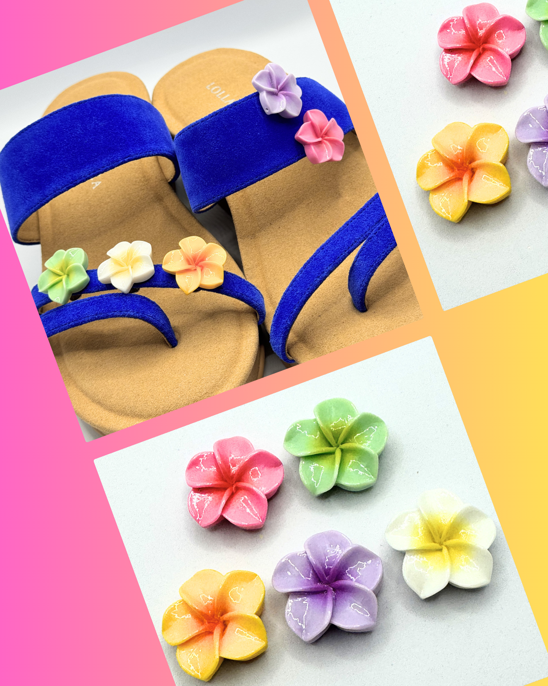 Clip On Acrylic Flowers Sets of Two in 5 Colours