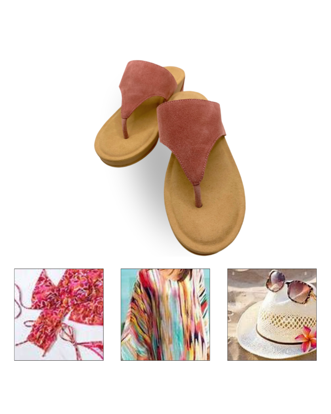 Aruba Thong Wedge Rose Suede