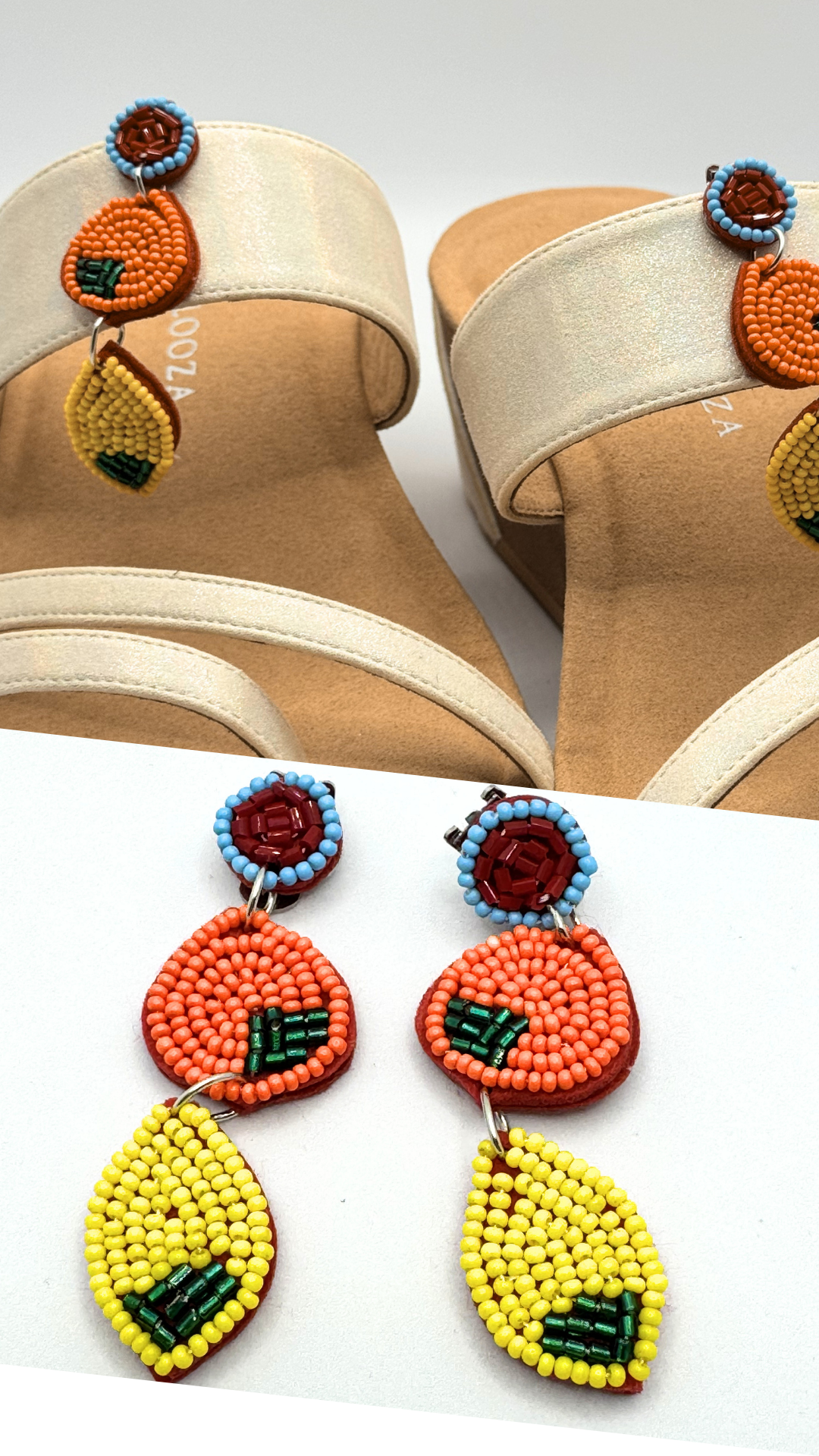 Clip On Beaded Oranges and Lemons