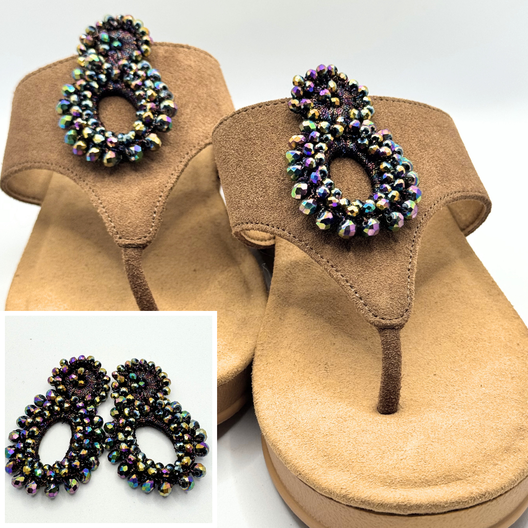 Clip On Beaded Petrol Look Figure of 8