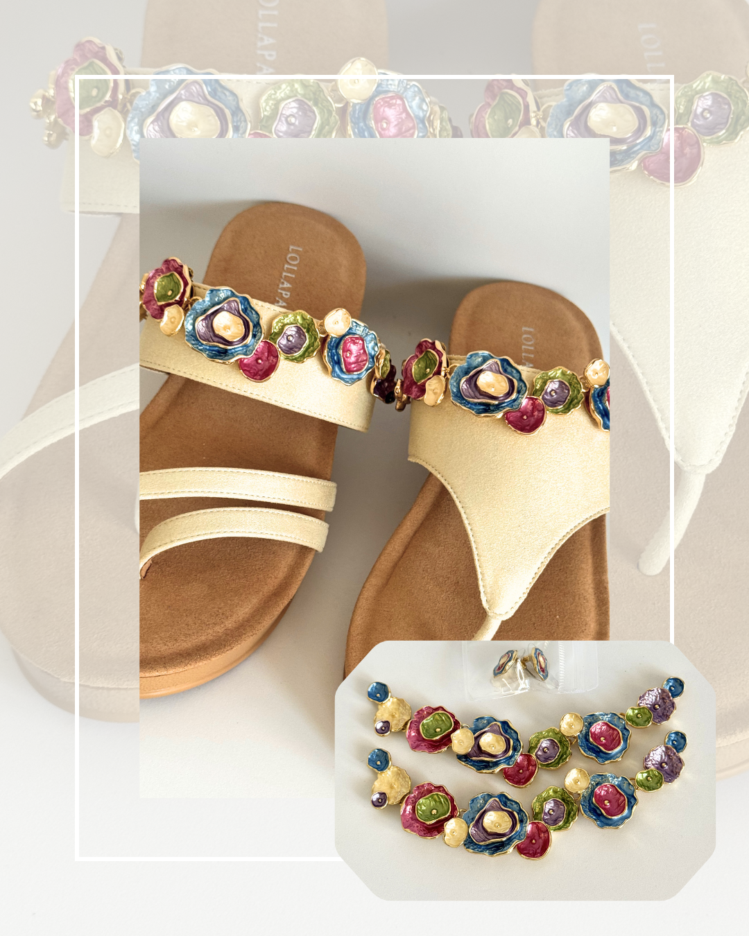Clip On Band of Coral Shells in Gold Multi Colours