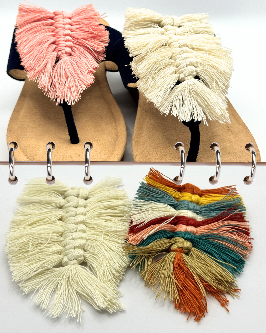 Clip On Cotton Tied Tassels in 4 Colours