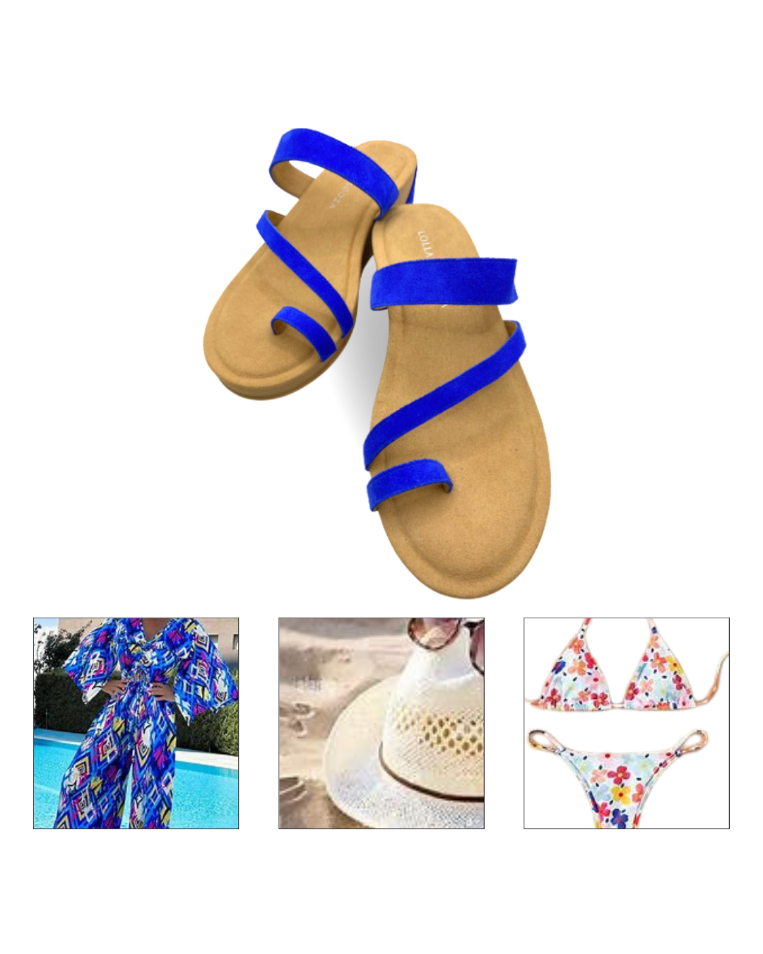 Dubai Toe Ring Wedge Royal Blue Suede