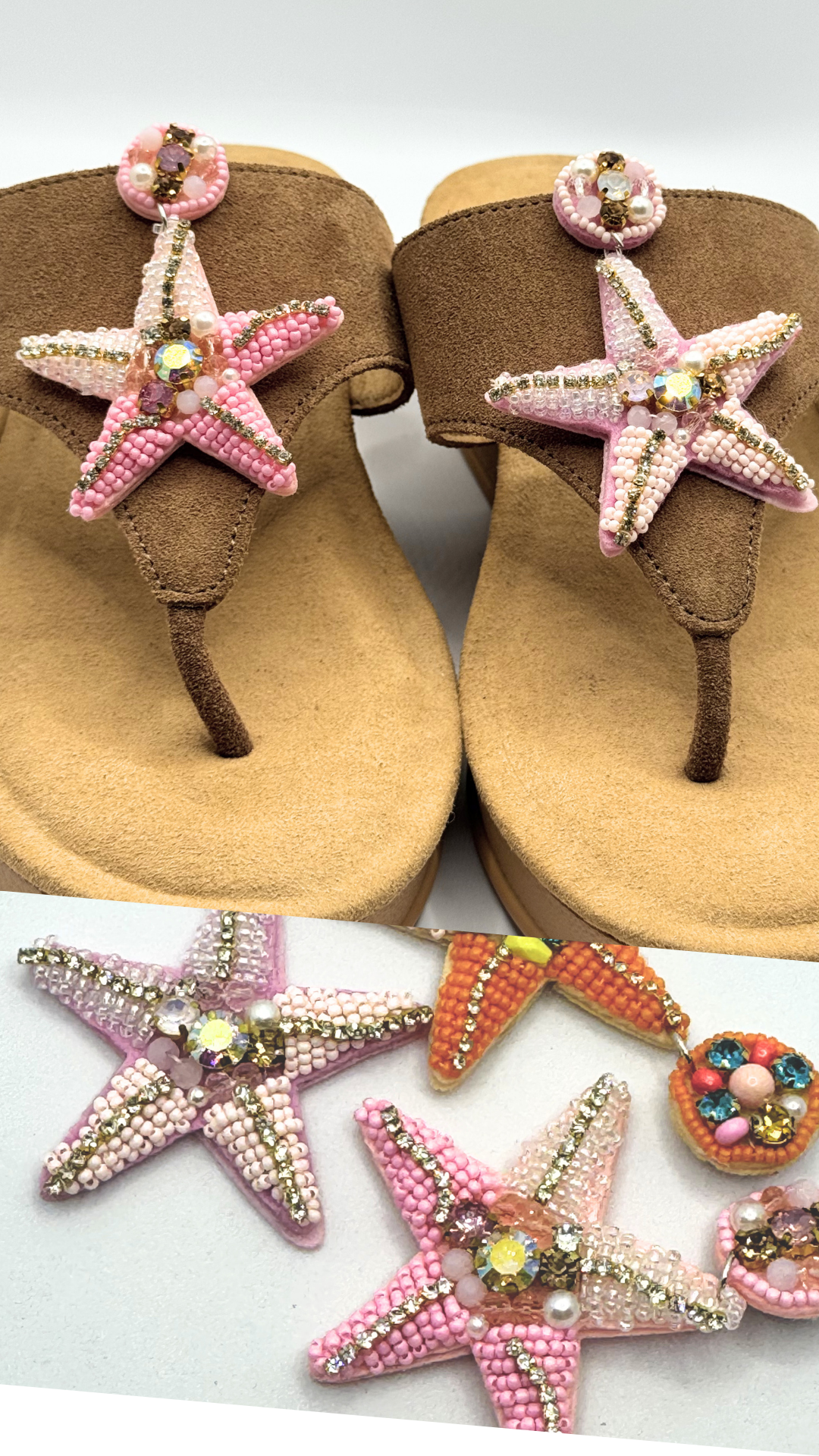 Clip On Beaded Large Starfish in 4 Colours