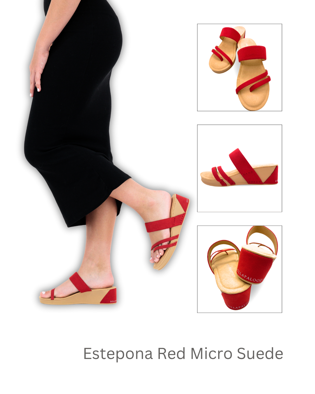Estepona Wedge Red Micro Suede