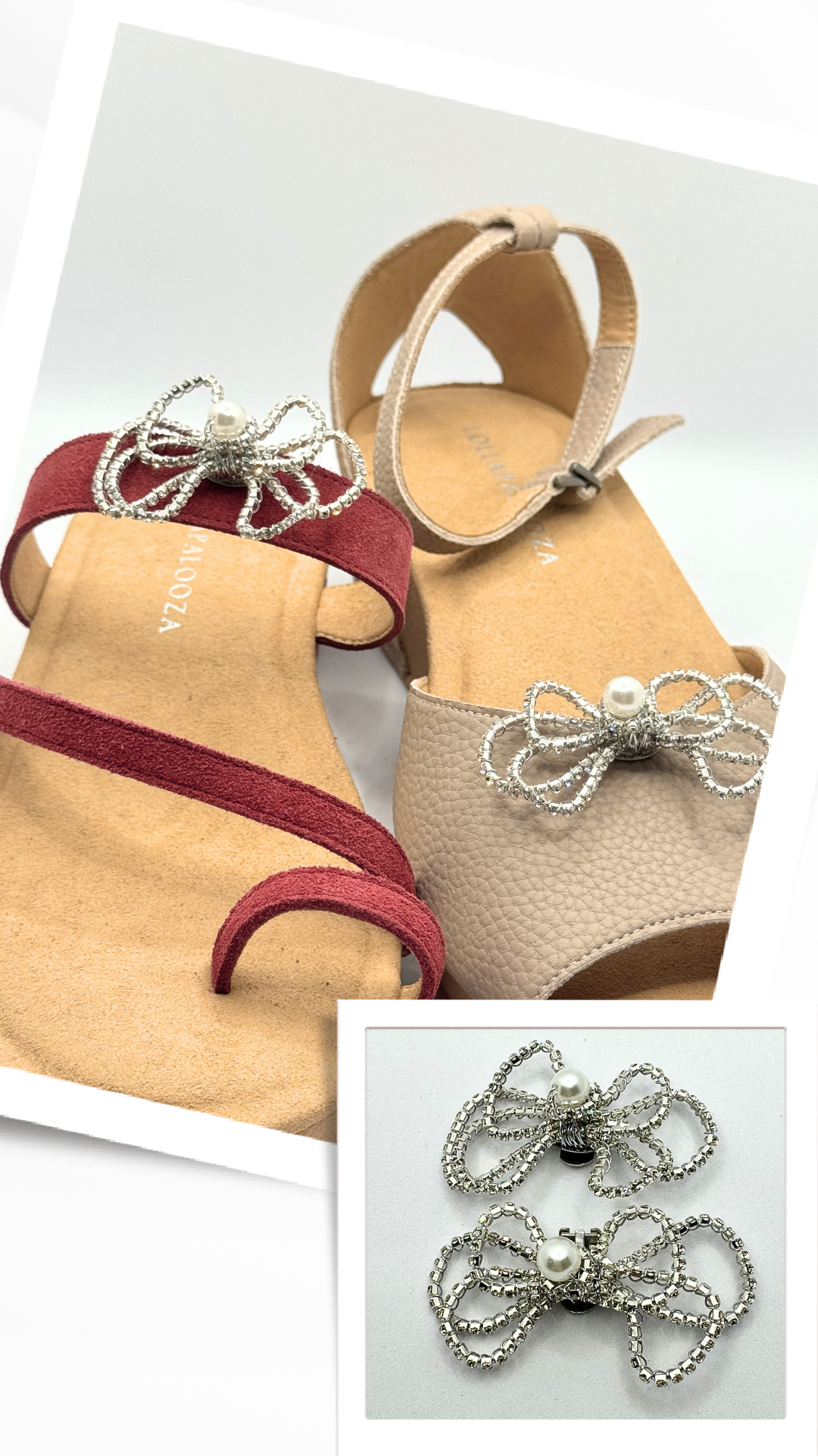 Clip On Silver Wire Bows with Pearl Accent