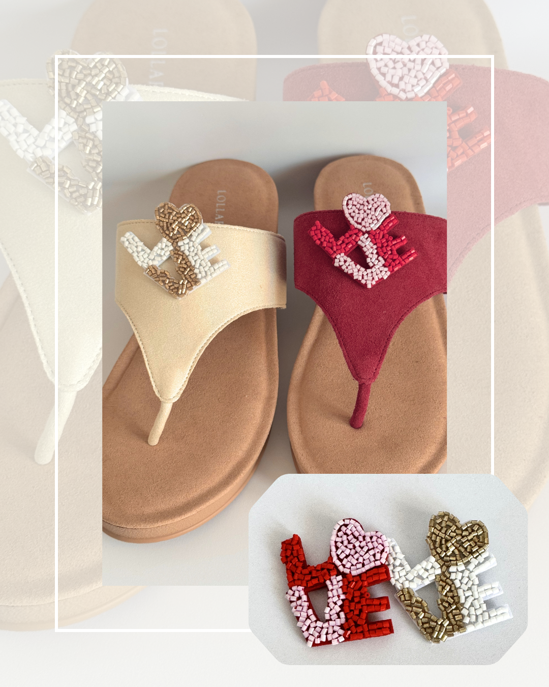 Clip On LOVE with a Heart in a Square 2 Colours
