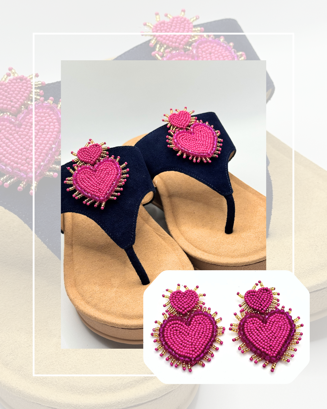 Clip On Beaded Love Hearts in Two Colours