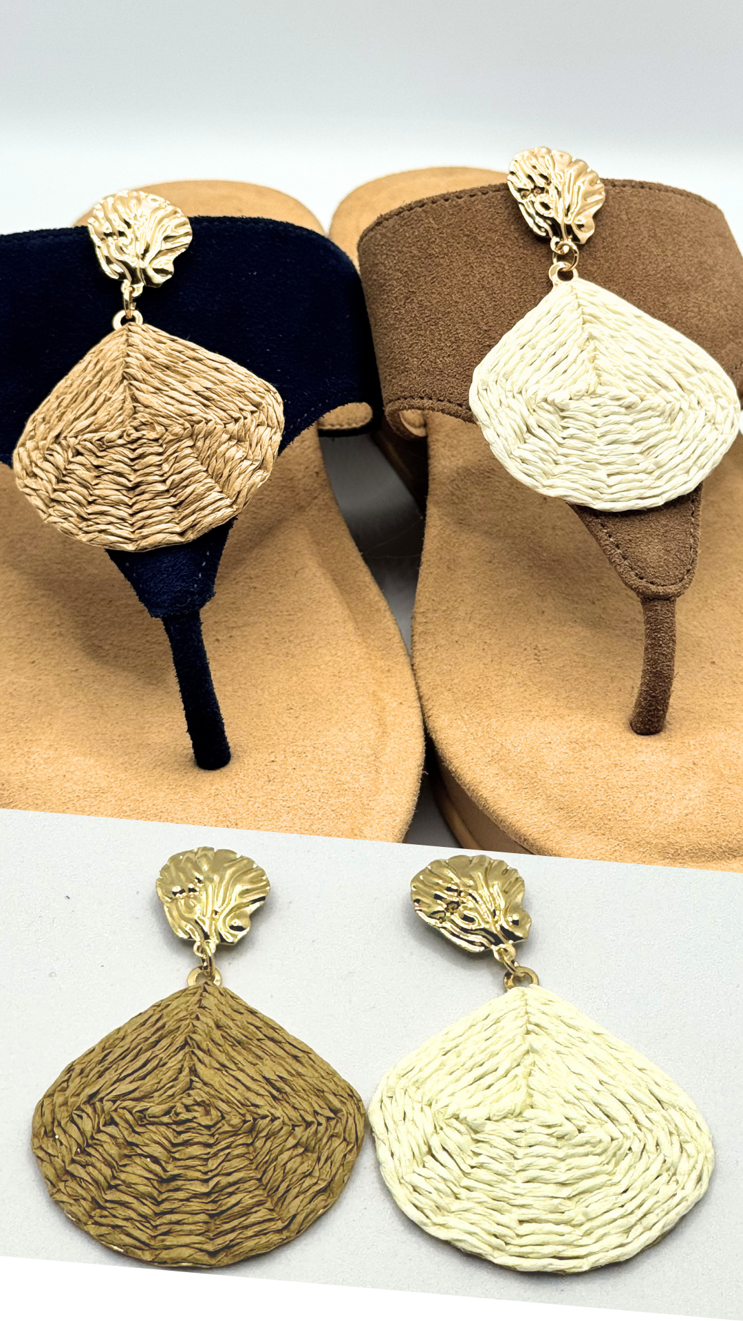 Clip On Paper Shells with Gold Drop in 2 Colours