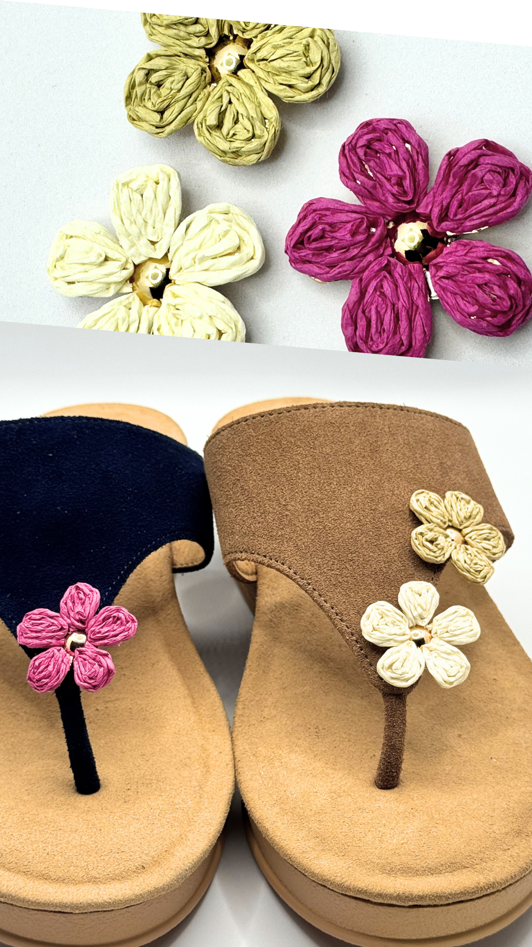 Clip On Small Paper Flowers with Gold Middle in 3 Colours