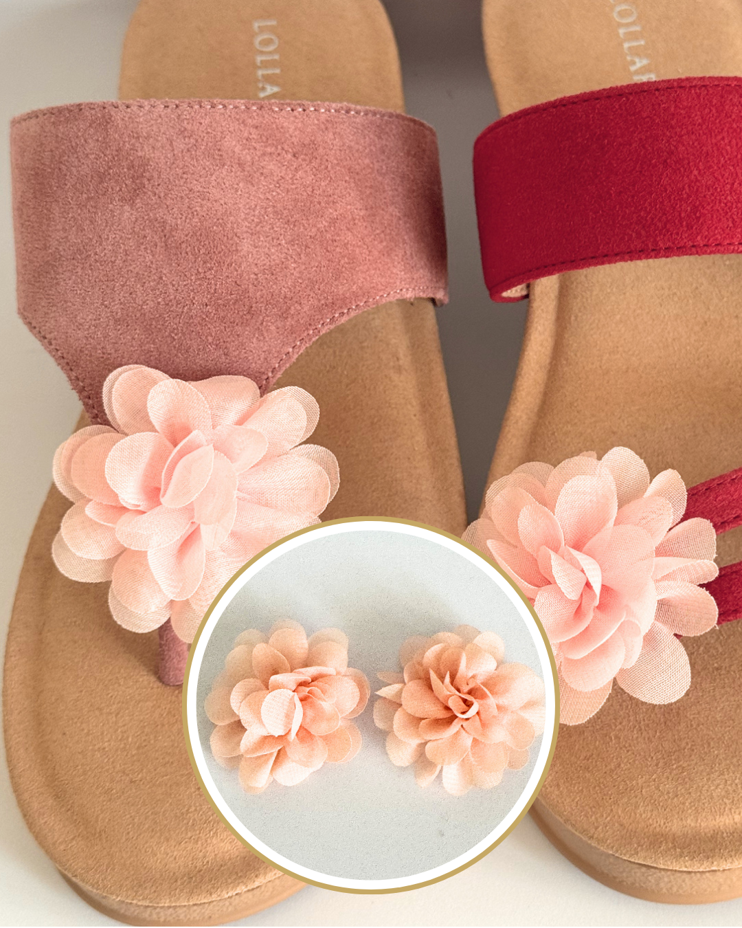 Clip On Material Medium Flowers in 6 Colours