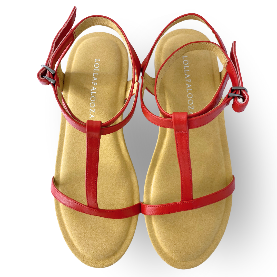 Strappy Red Wedges Day to Night