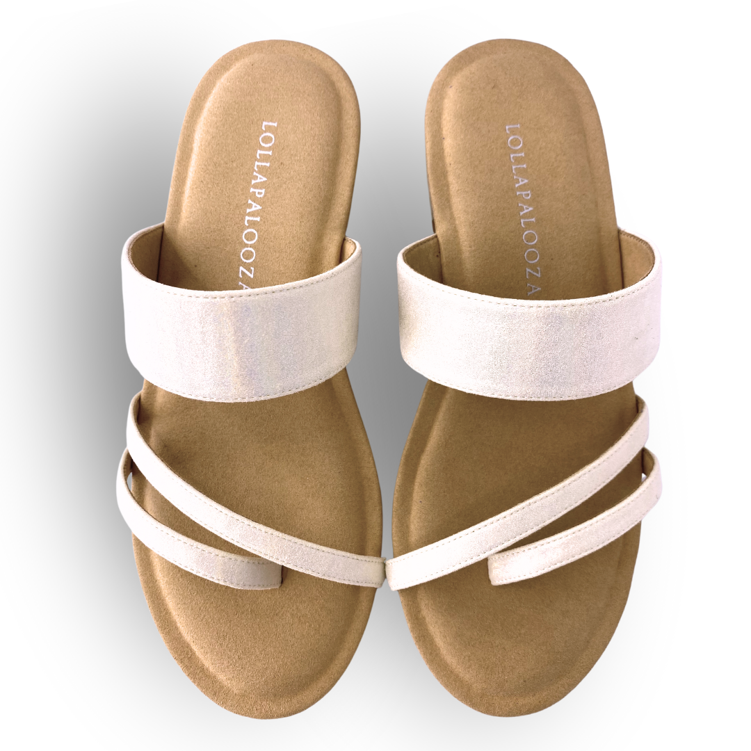 Cream Shimmer Summer Sandals