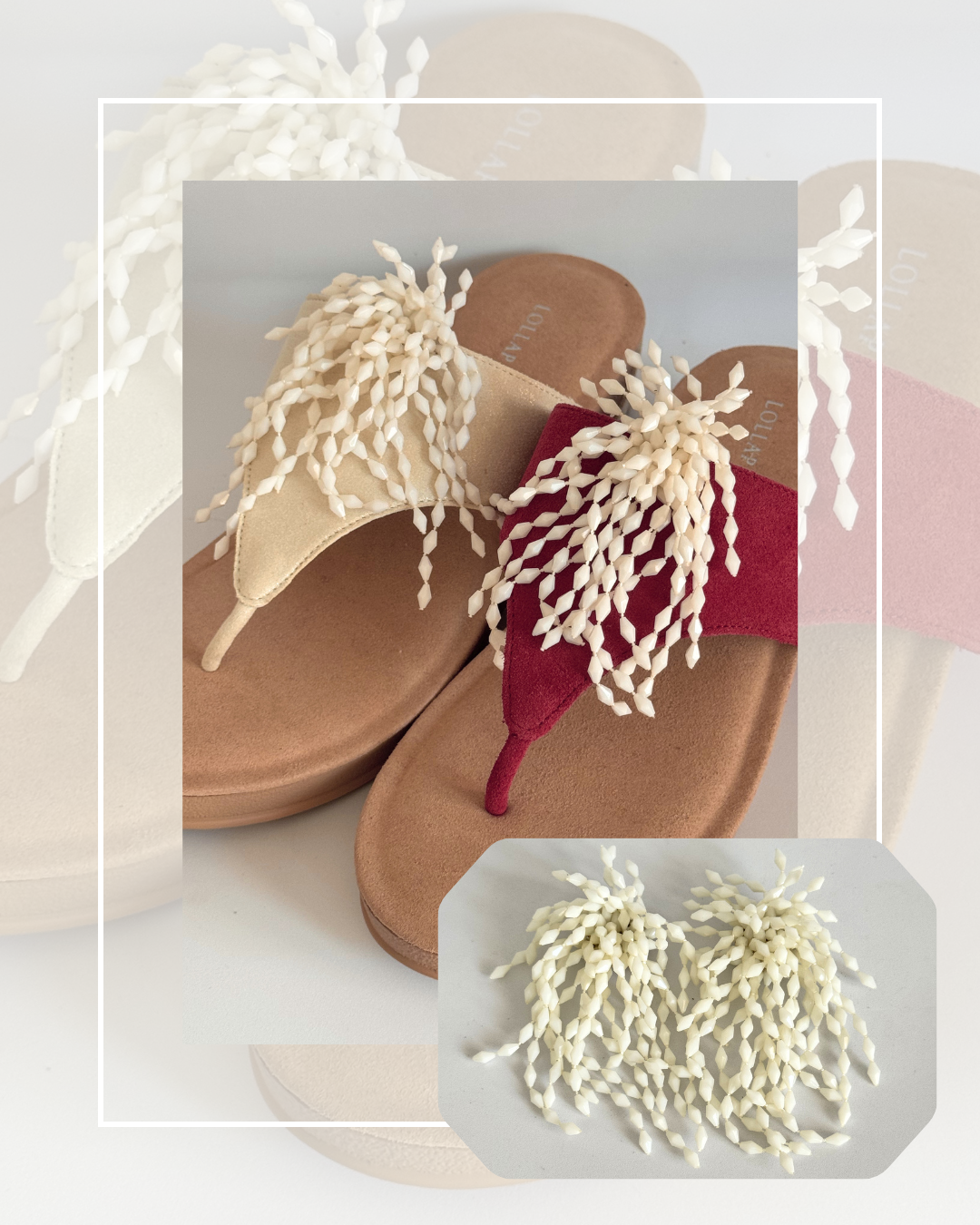 Clip On Cream Tear Drop Style Cream Tassel