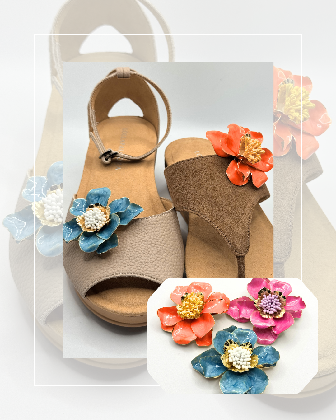 Clip On Cream Metal Flowers - Two Sizes Many colours