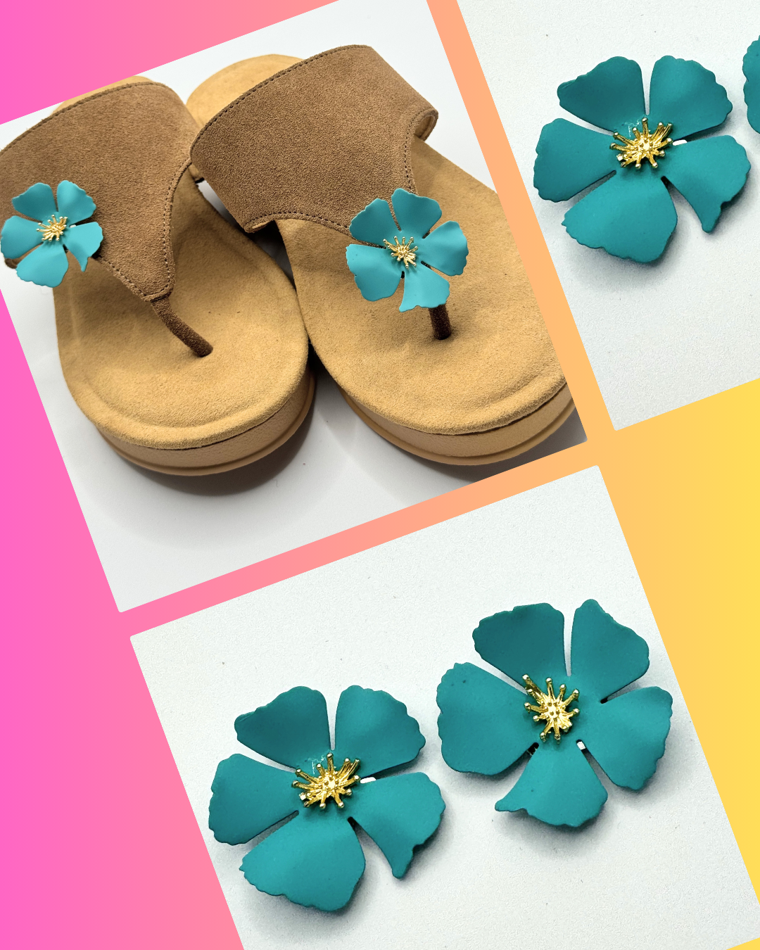 Clip On Metal Medium Flowers Many Colours