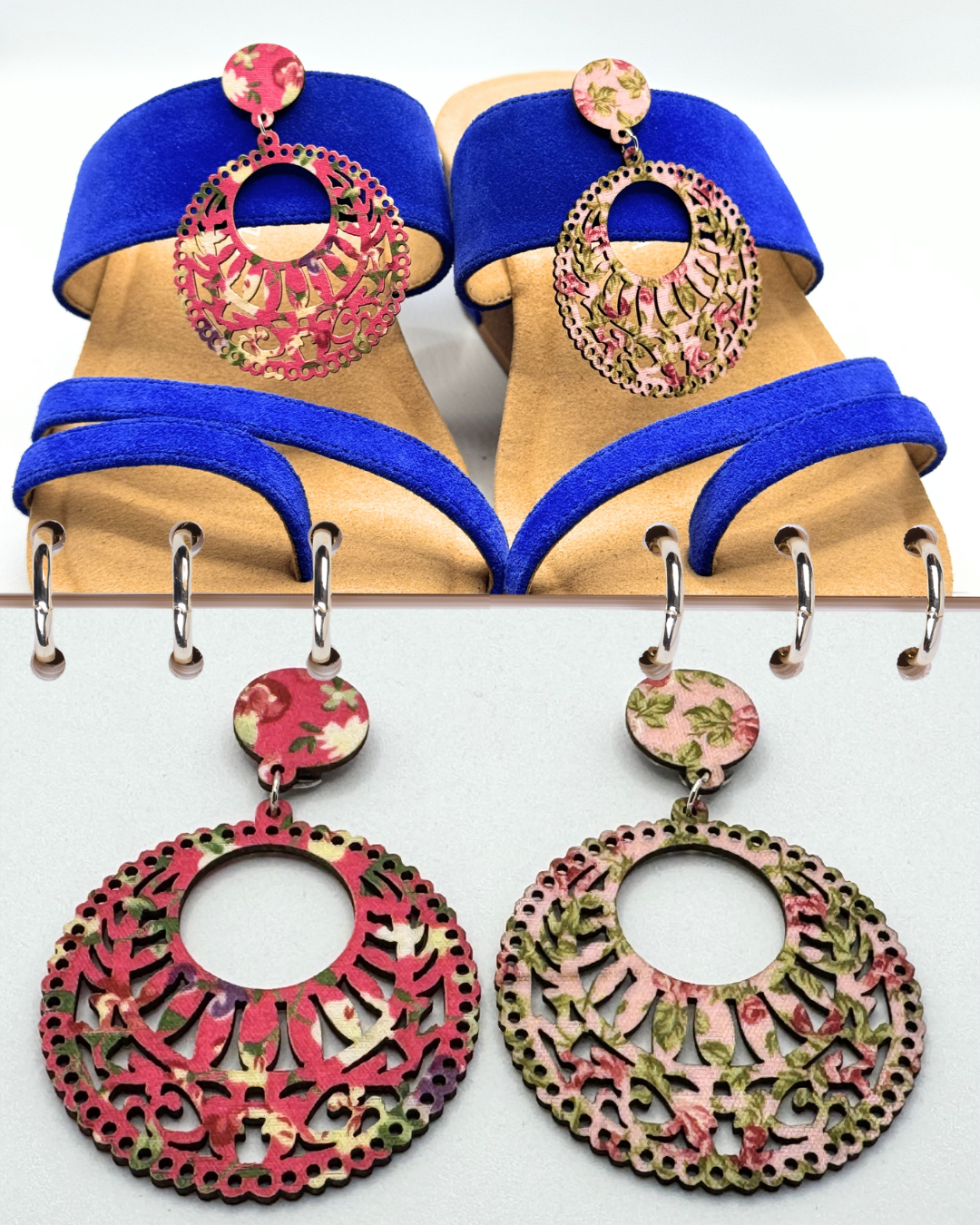 Clip On Wooden Floral Designs in 6 Colours
