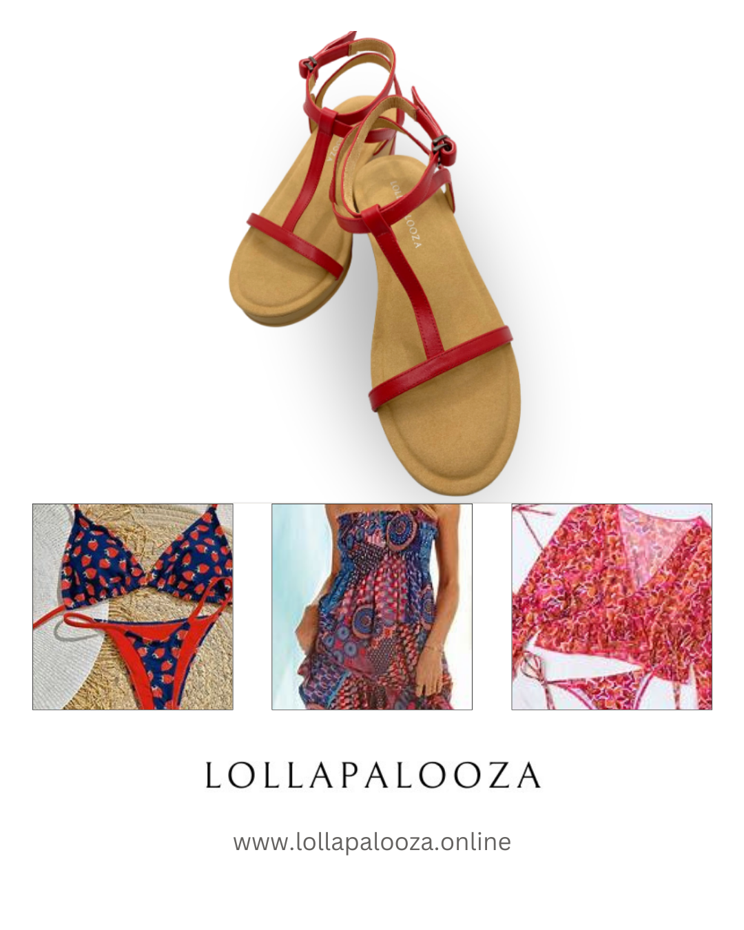 Bali Beach Looks Red Strappy Wedges