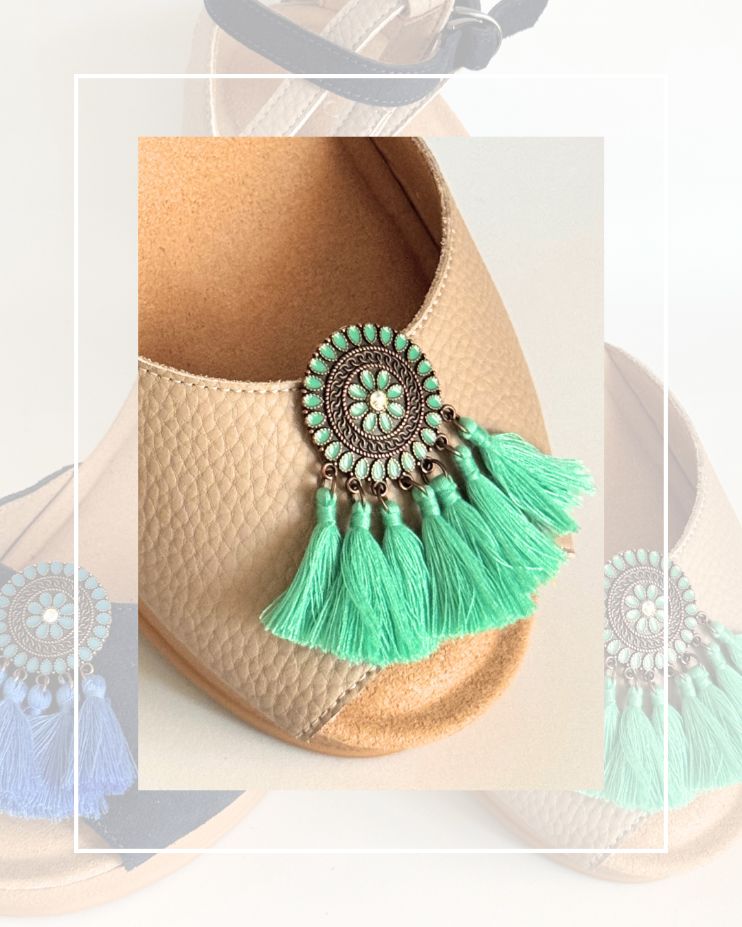 Clip On Boho Style Coins with 6 Fringe Tassels 8 Colours