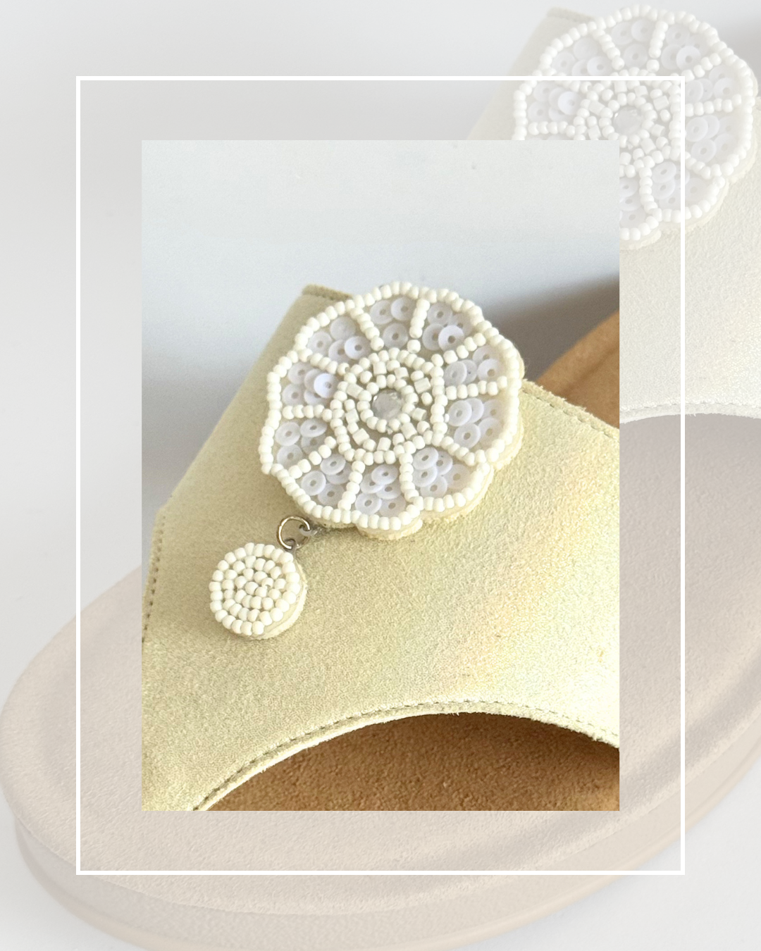 Clip On Beaded White Flower