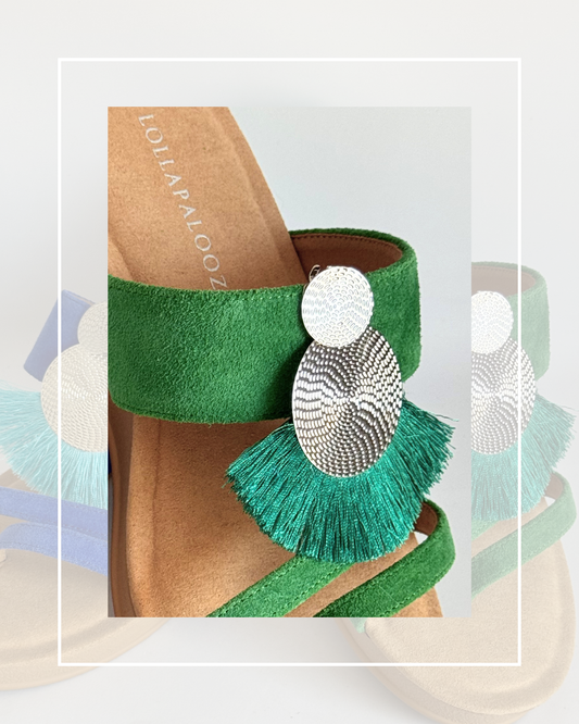 Clip On Silver Circles with Fringes 2 Colours