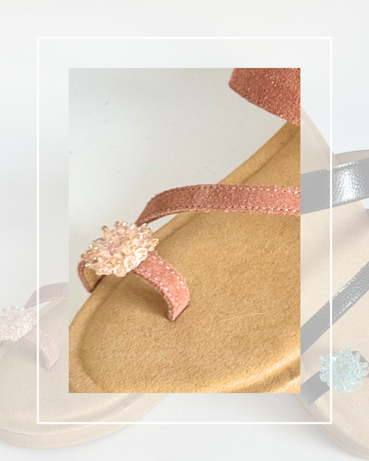 Clip On Pairs of Small Beaded Clusters Toe Ring 2 Colours