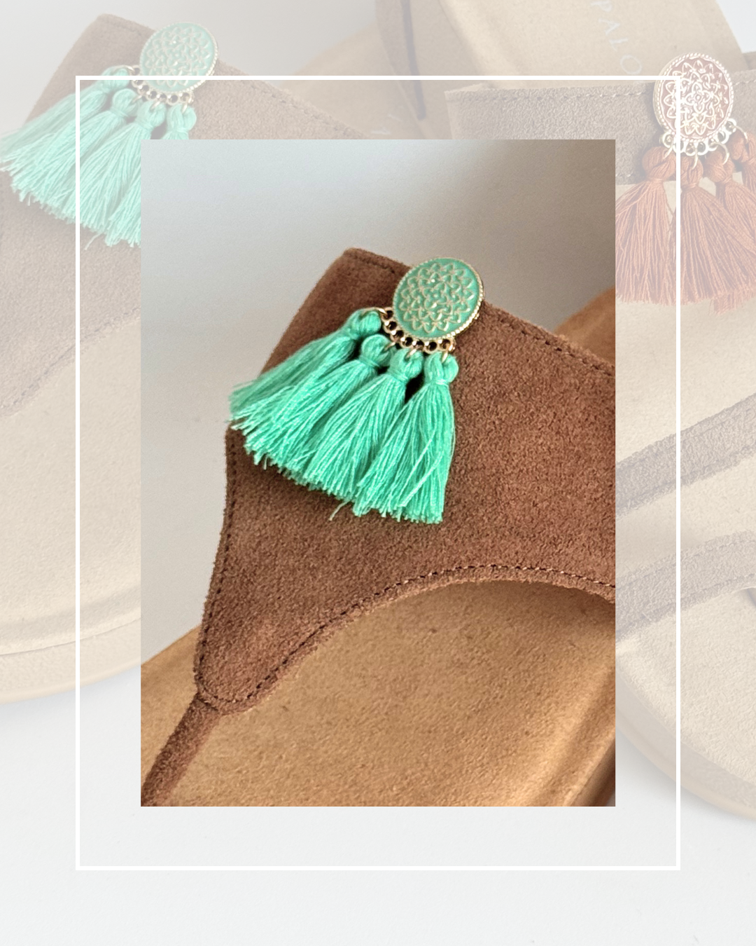 Clip On Boho Style Coins with 3 Fringe Tassels 6 Colours