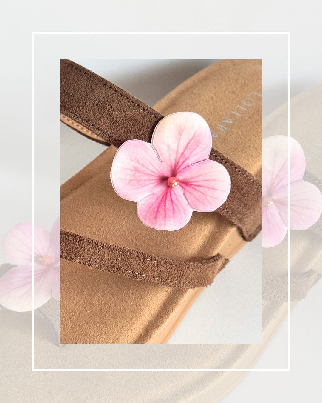 Clip On Small Pink Material Flower with Bead