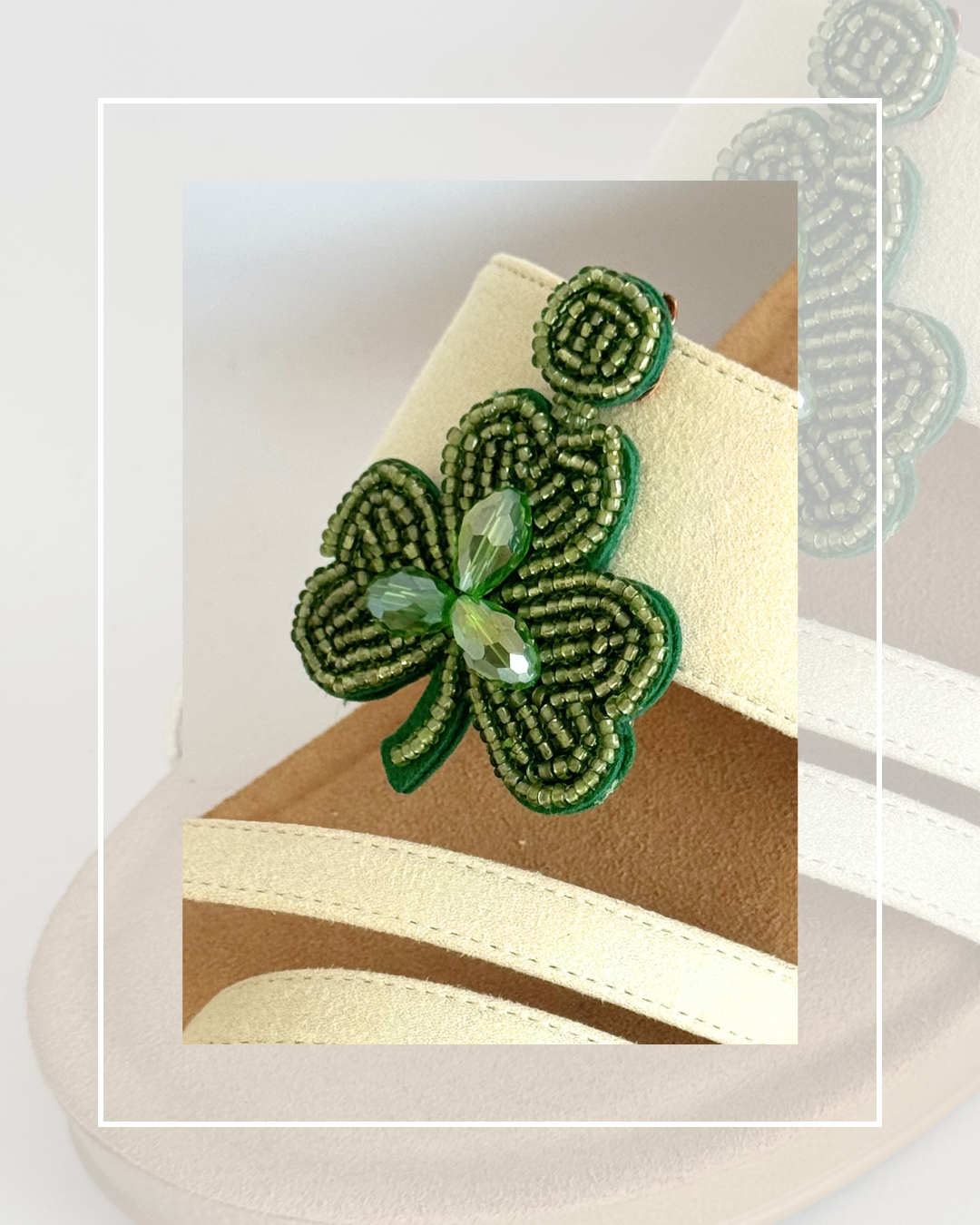 Clip On Beaded Green Clover