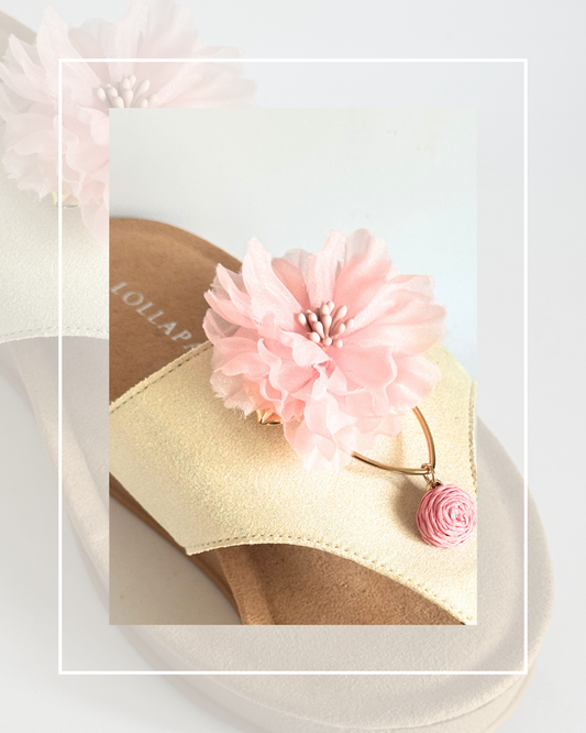 Clip on Fabric Flowers with Gold Bar 3 Colours