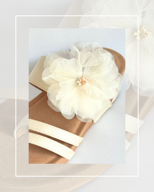 Clip on Cream Chiffon Paper Pollen Flower