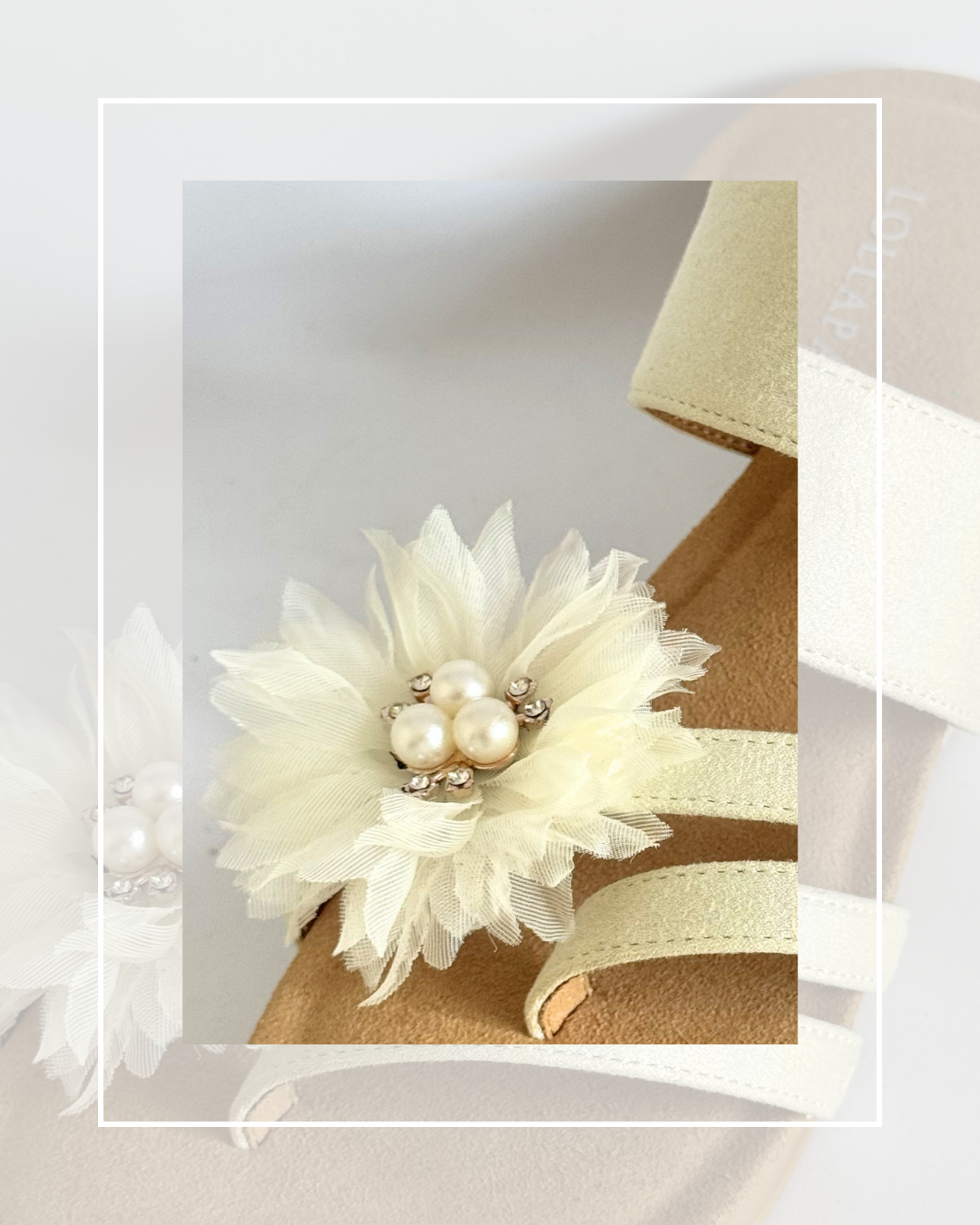 Clip On Medium Cream Fabric Flower with Gold 3 Pearl Centre