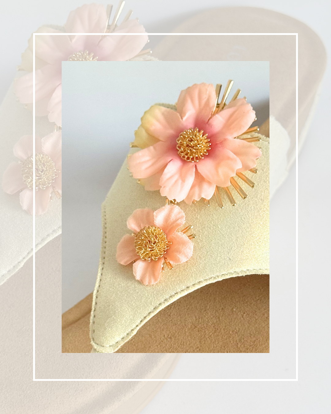 Clip on Gold and Material Two Tone Flowers 2 Colours