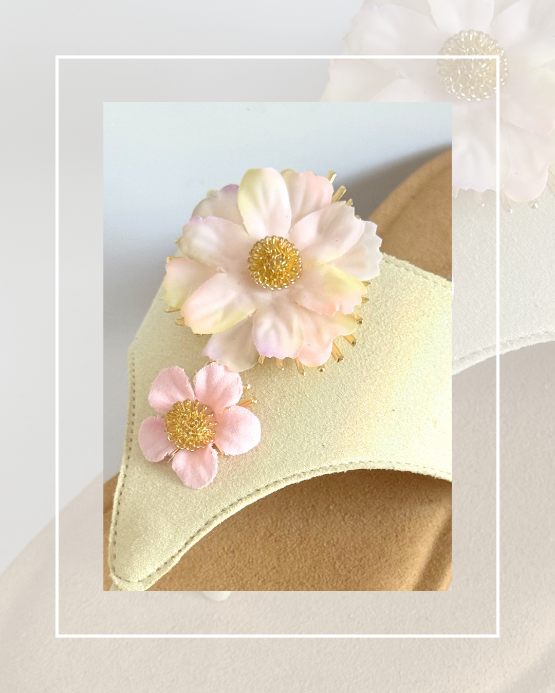 Clip on Gold and Material Two Tone Flowers 2 Colours