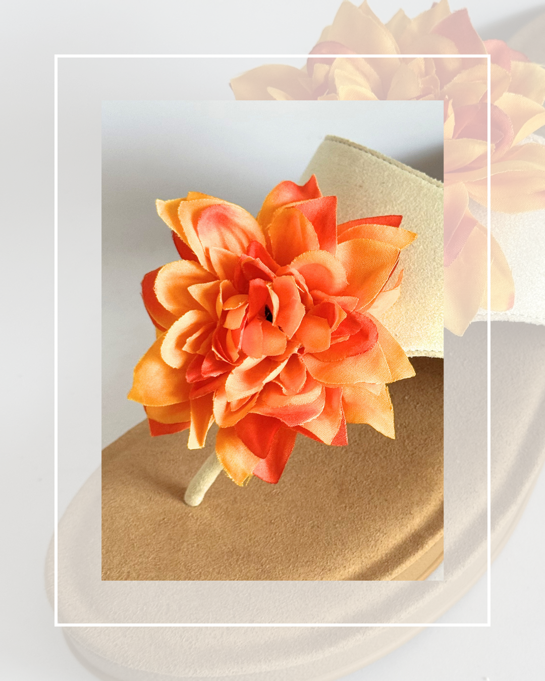 Clip On Orange Material Flower