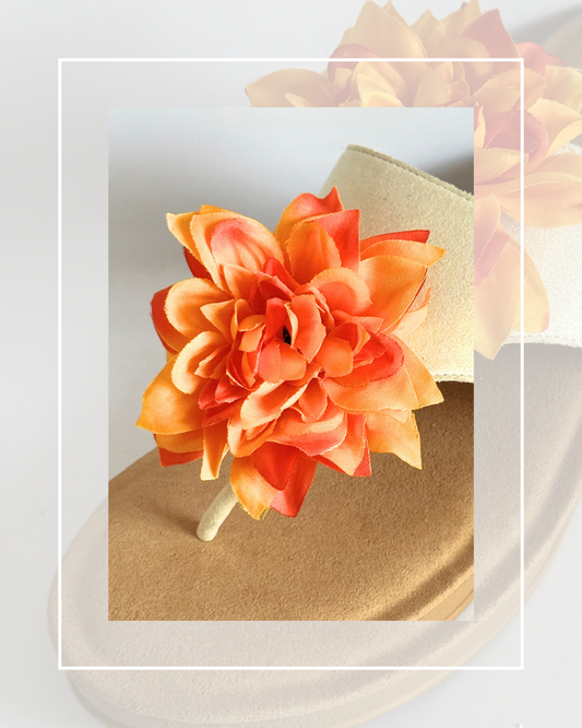 Clip On Orange Material Flower