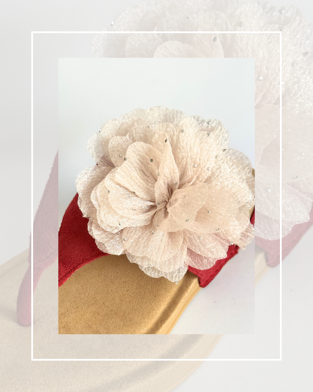 Clip on Chiffon Dusky Pink and Diamond Fleck Flower