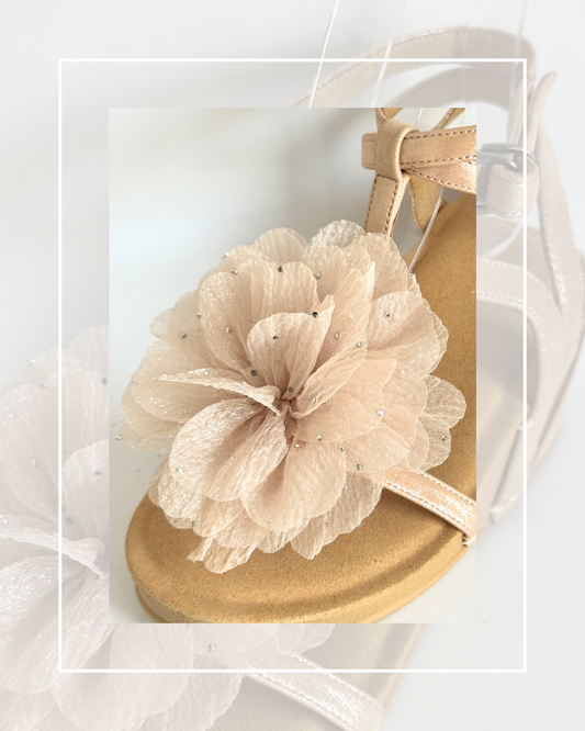 Clip on Chiffon Dusky Pink and Diamond Fleck Flower