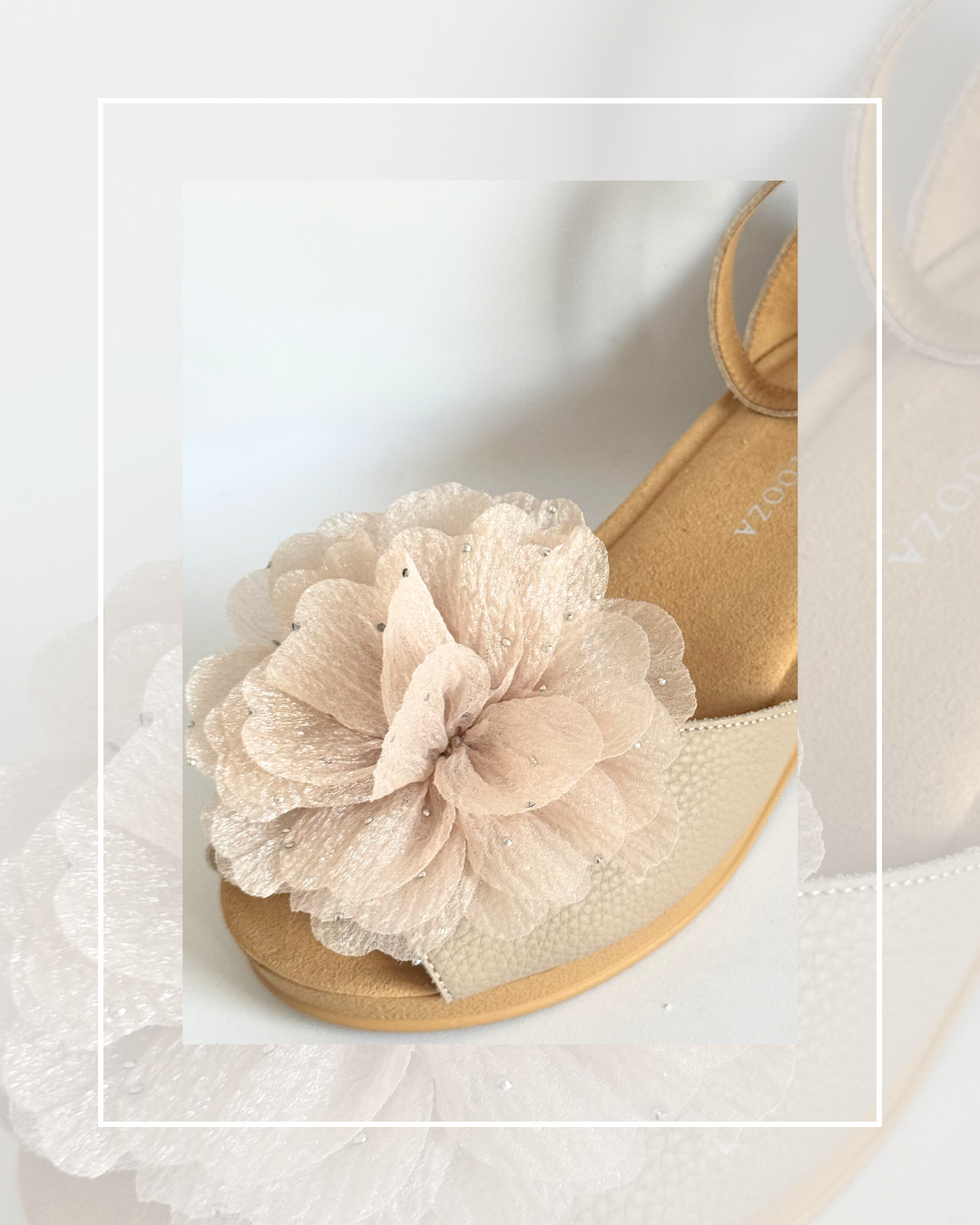 Clip on Chiffon Dusky Pink and Diamond Fleck Flower