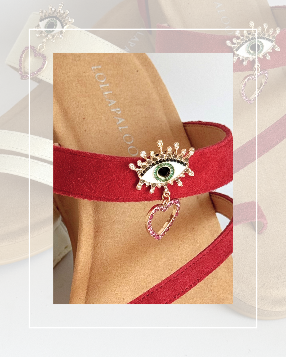 Clip On Metal Gold Evil Eye with Heart