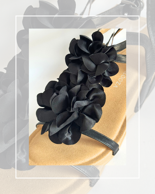 Clip On Black Satin Large and Medium Flower