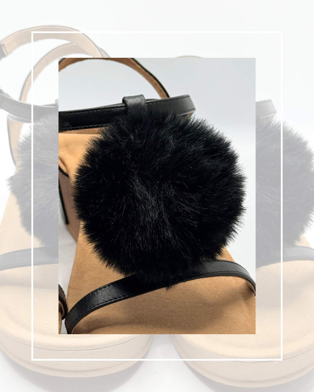 Clip On Large Black Fluffy Pom Poms