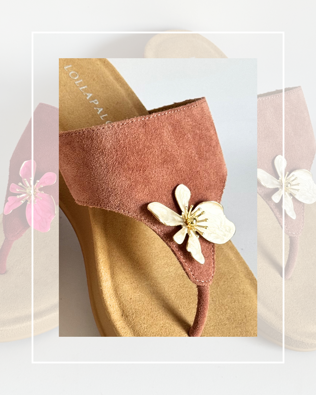 Clip On Metal and Resin Small Flowers Pink and Cream Gold Middle